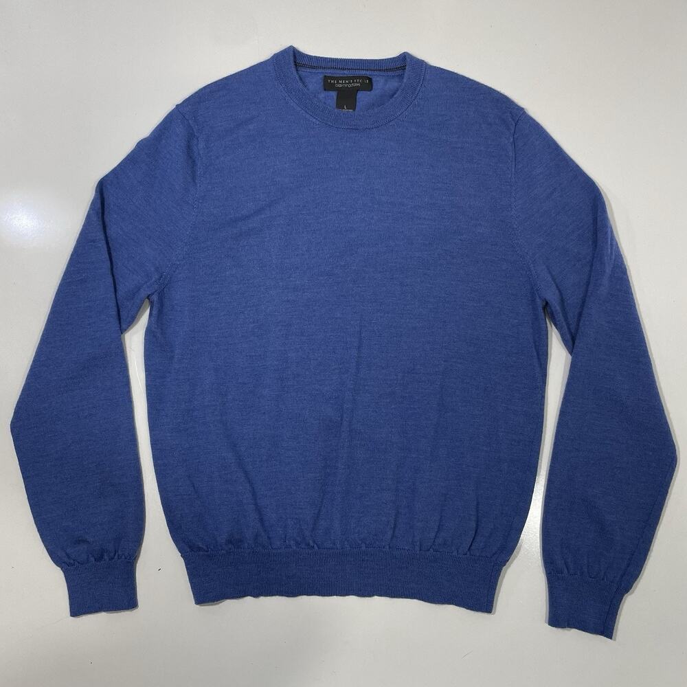The Men's Store Bloomingdale's Men's Blue Merino Wool Crew Neck Sweater Sz L
